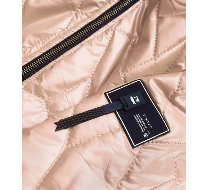 Béžová dámská bunda s ozdobným prošíváním (BR8101-101) Béžová dámská bunda s ozdobným prošíváním (BR8101-101)