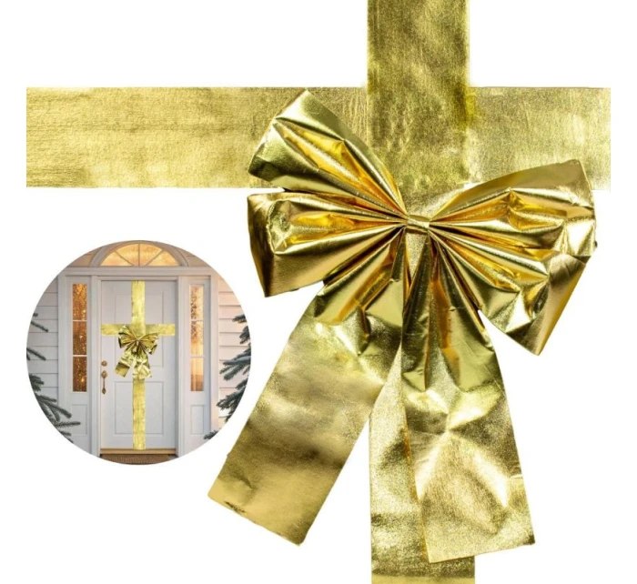 Dveřní šňůra 33x42 cm zlatá stuha