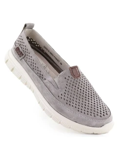 Dámská kožená prolamovaná obuv šedá eVento 9802