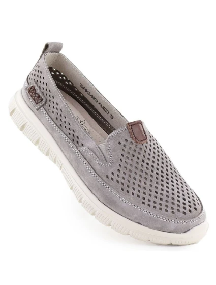 Dámská kožená prolamovaná obuv šedá eVento 9802