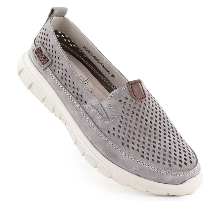 Dámská kožená prolamovaná obuv šedá eVento 9802