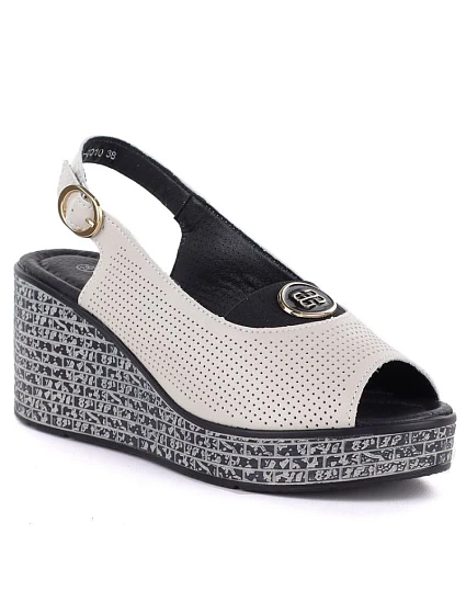 Dámské kožené sandály na platformě béžové S.Barski model 22099414 Dámské kožené sandály na platformě béžové S.Barski model 22099414