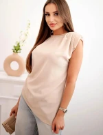 Elegantní dámská halenka s volánky a asymetrickým střihem béžový