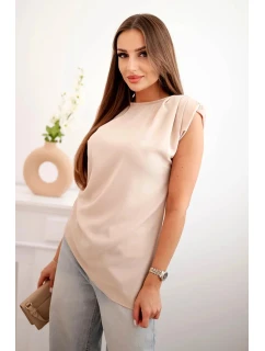 Elegantní dámská halenka s volánky a asymetrickým střihem béžový