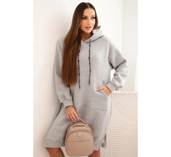 Dámská bavlněná model 21441654 mikina s kapucí zateplená šedá - K-Fashion