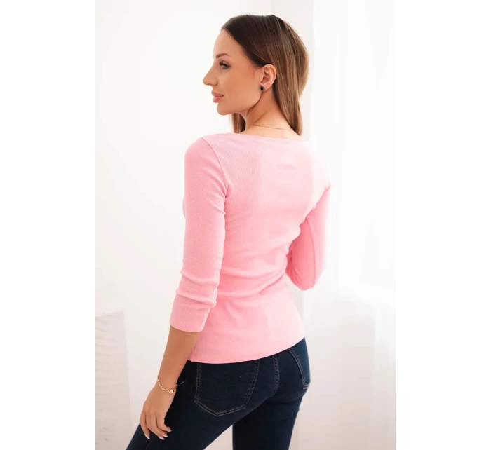 Dámská pruhovaná blůza s 3/4 rukávem a ozdobnou nášivkou světle růžová Dámská pruhovaná blůza s 3/4 rukávem a ozdobnou nášivkou světle růžová