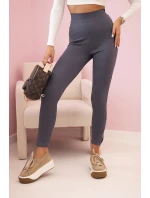 Dámské bavlněné kalhoty s oděvy a gumou v pase grafitové