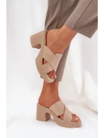 Lehké Pantofle Na Podpatku Z Eko Kůže Světle Béžové model 21684550 - Boto