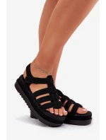 Dámské Sandály Na Platformě Eko Semišové Černé model 21696107 - Boto Dámské Sandály Na Platformě Eko Semišové Černé model 21696107 - Boto