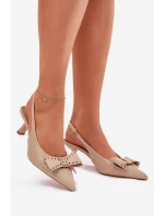 Lodičky Na Podpatku S Mašlí Béžové Folesca