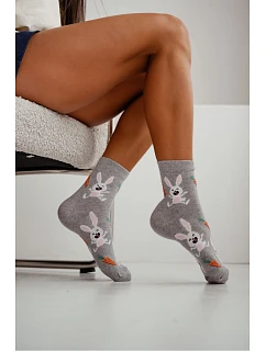 Dámské ponožky Šedé Králíci a Mrkve