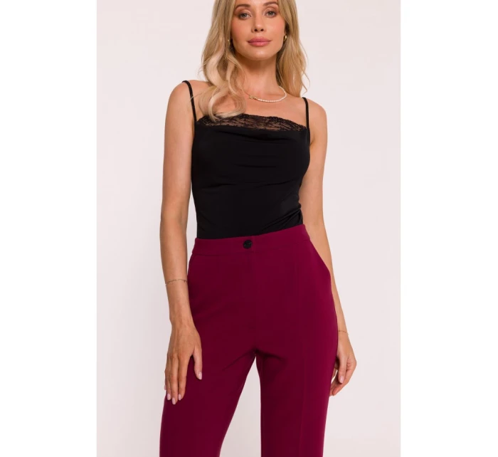 S418 Kalhoty s laclem - bordó