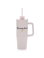 KRÁSNÝ DEN - růžový cestovní termohrnek s průhledným víčkem 900 ml KRÁSNÝ DEN - růžový cestovní termohrnek s průhledným víčkem 900 ml