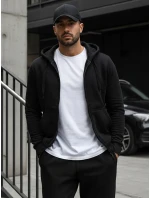 Pánská mikina s kapucí na zip černá model 21961952 - FashionStreet