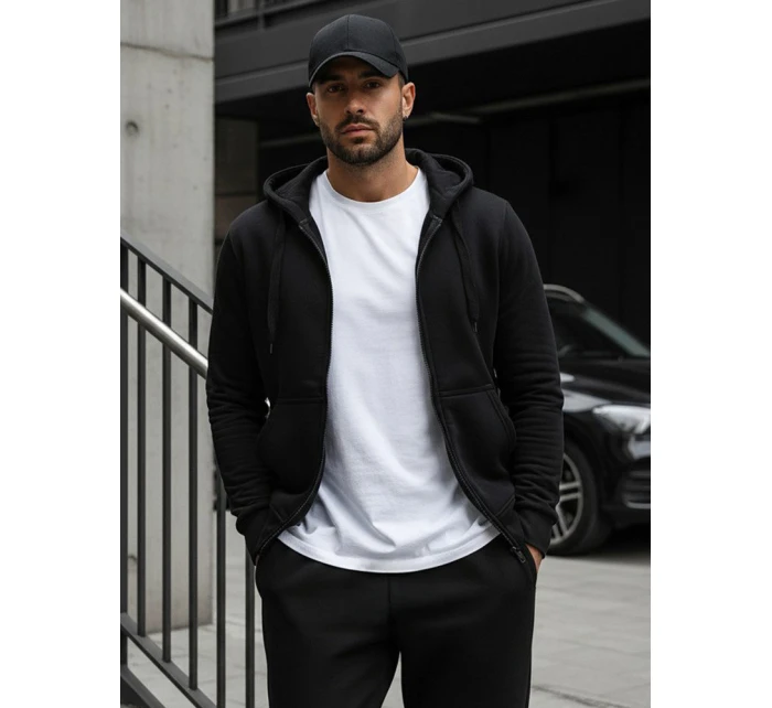 Pánská mikina s kapucí na zip černá model 21961952 - FashionStreet