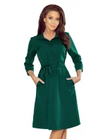 Dámské rozšířené košilové šaty v lahvově zelené barvě model 7990251 - numoco