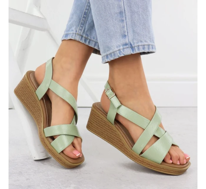Zelené lakované dámské sandály na platformě Sergio Leone SK298
