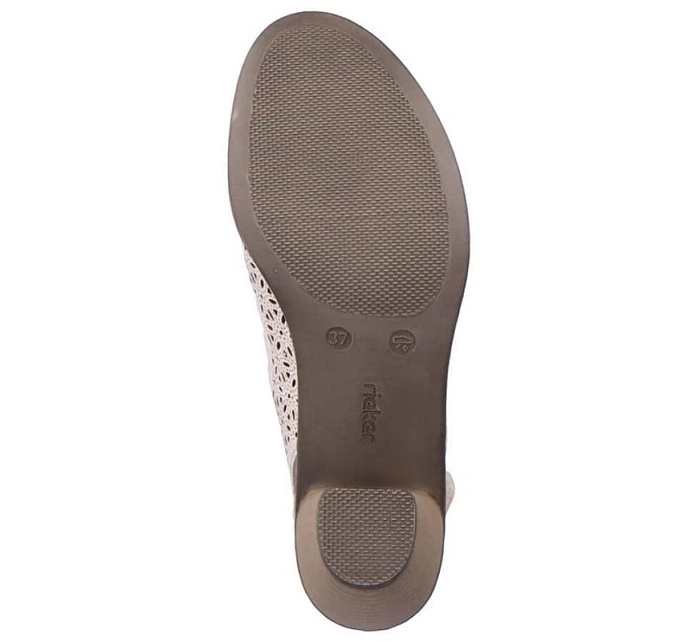 Kožené sandály na podpatku Rieker W RKR49B beige Kožené sandály na podpatku Rieker W RKR49B beige