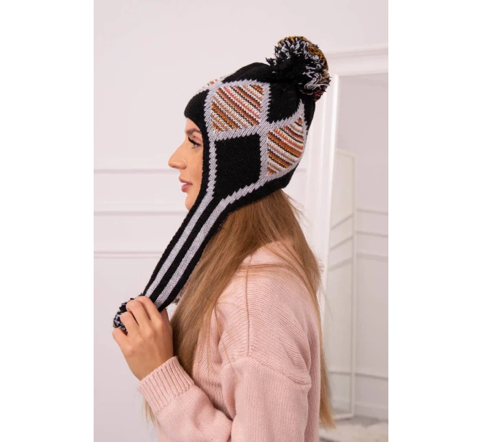 Dámská klapka na uši Eunika K322 black+grey Dámská klapka na uši Eunika K322 black+grey