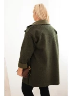 Dámský plášť Plus Size model 21393324 s vlnou a kapsami khaki - K-Fashion Dámský plášť Plus Size model 21393324 s vlnou a kapsami khaki - K-Fashion