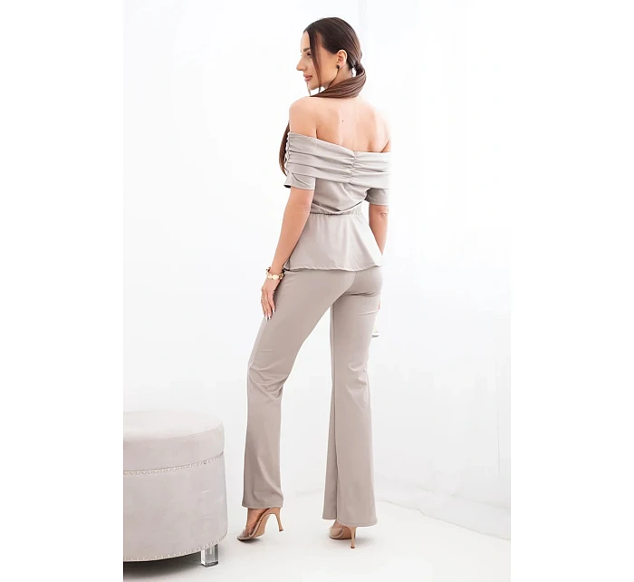 Dámský bavlněný komplet s krátkým rukávem a šortkami žlutý