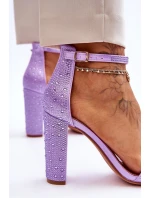 Dámské sandály na vysokém podpatku se zirkony fialové model 21615112 - Boto
