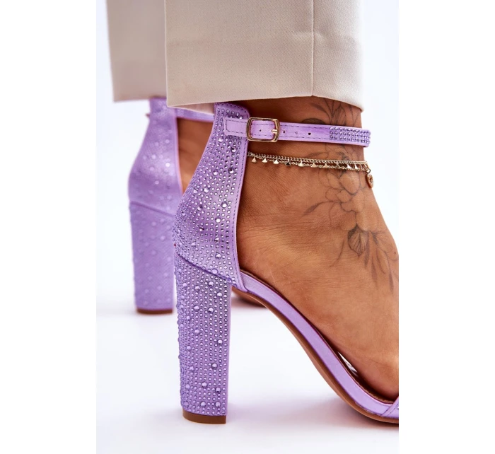 Dámské sandály na vysokém podpatku se zirkony fialové model 21615112 - Boto