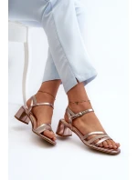 Dámské sandály na nízkém podpatku z ekokůže model 21659173 stříbrné - SERGIO LEONE