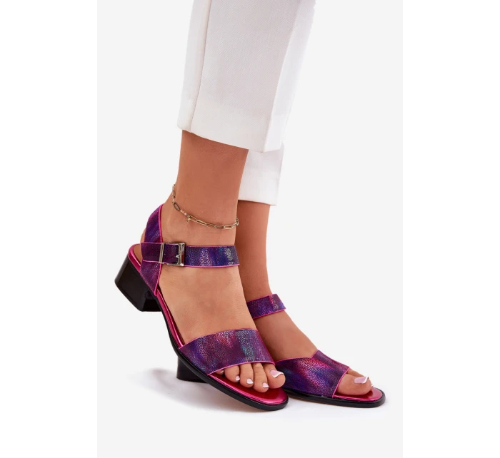 Dámské kožené sandály na podpatku model 21694734 - Maciejka