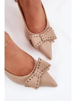 Lodičky Na Podpatku S Mašlí Béžové Folesca