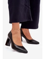 Dámské lodičky na podpatku model 21704941 černé - VINCEZA
