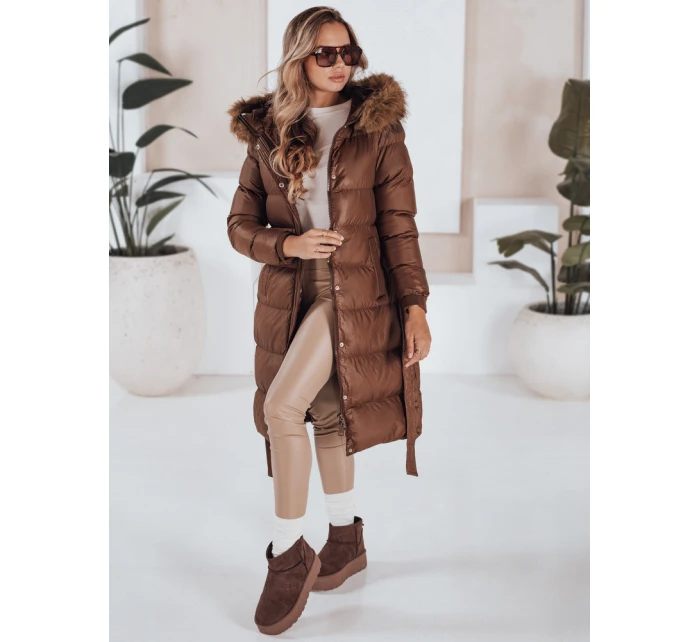 Dámská prošívaná zimní bunda s kožešinou hnědá Dstreet model 21990866 - FashionStreet