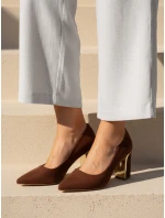 Dámské semišové lodičky na poště hnědé FashionStreet ZY1396