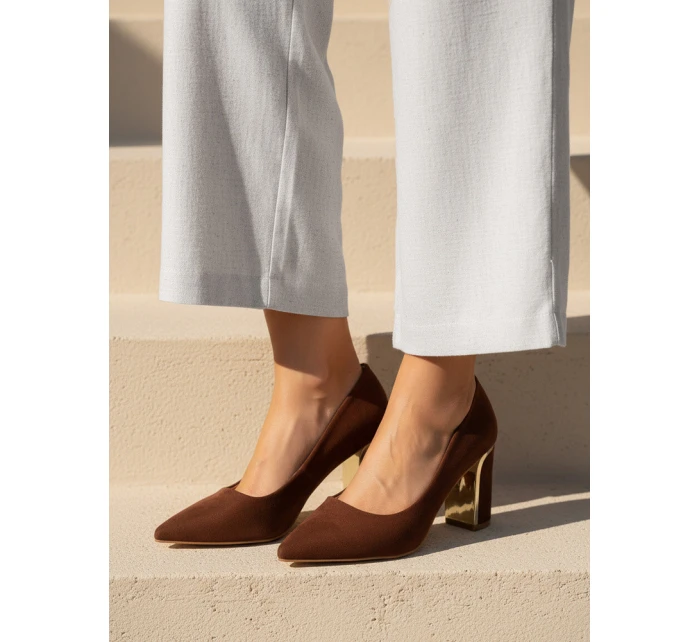 Dámské semišové lodičky na poště hnědé FashionStreet ZY1396