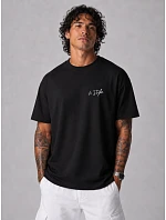Pánské bavlněné tričko oversize s velkým potiskem černé FashionStreet NX4007R Pánské bavlněné tričko oversize s velkým potiskem černé FashionStreet NX4007R