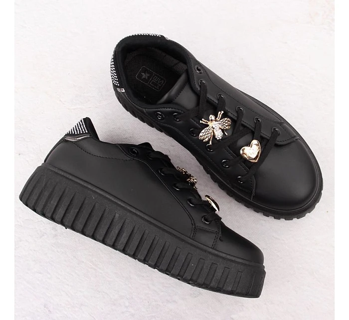 Dámská sportovní obuv na platformě černá NEWS 4756