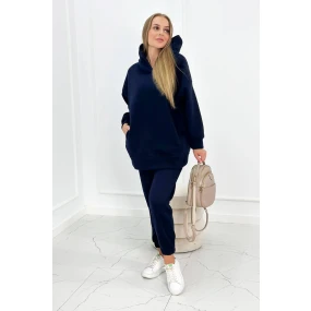 Zateplený set s mikinou s kapucí tmavě modrý Zateplený set s mikinou s kapucí tmavě modrý