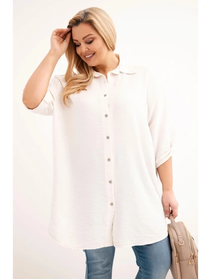 Dámská košile Plus Size z viskózy s delším zadním dílem béžová Dámská košile Plus Size z viskózy s delším zadním dílem béžová