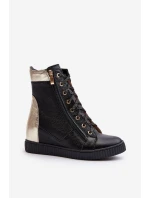 Zazoo 3081 Kožené Dámské Tenisky Na Kotníku Černé