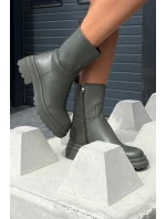 Dámské kotníkové boty na platformě a plochém podpatku Zelené Levira Dámské kotníkové boty na platformě a plochém podpatku Zelené Levira