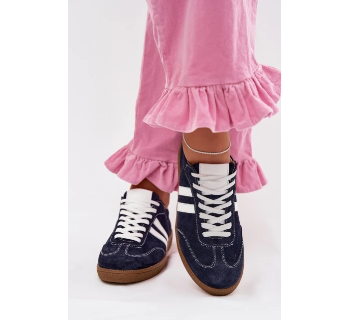 model 22026489 Semišové Nízké Dámské Tenisky Tmavě Modré - Zazoo