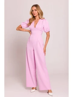 M852 Kombinéza s puff rukávy - cukrově růžová