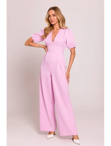 M852 Kombinéza s puff rukávy - cukrově růžová