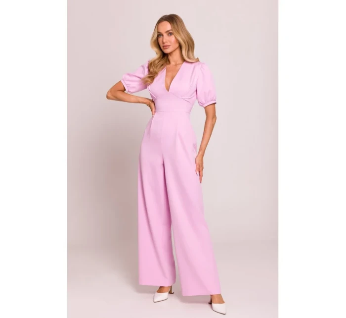 M852 Kombinéza s puff rukávy - cukrově růžová