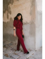 S421 Kombinéza s mašlí na zavazování - bordó