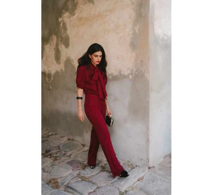 S421 Kombinéza s mašlí na zavazování - bordó