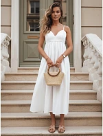 Bavlněné midi šaty ELIENE white FashionStreet EY2444 Bavlněné midi šaty ELIENE white FashionStreet EY2444