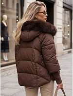 Dámská zimní bunda s kožešinou a kapucí, hnědá, FashionStreet TY5890 Dámská zimní bunda s kožešinou a kapucí, hnědá, FashionStreet TY5890