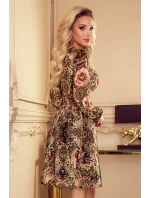 Dámské šifonové šaty s výstřihem, zavazováním na zádech a s panteřím vzorem s růžemi 357-2