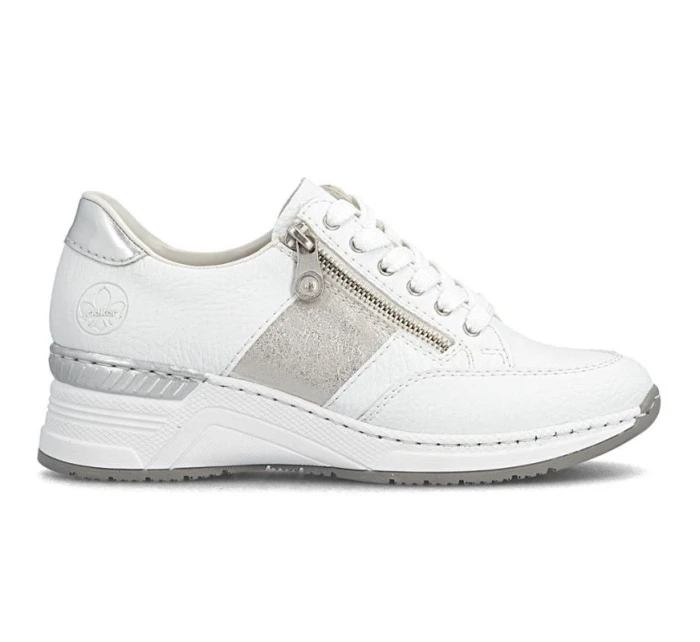 Dámské tenisky s polovičním zipem bílé model 22021873 - Rieker Dámské tenisky s polovičním zipem bílé model 22021873 - Rieker